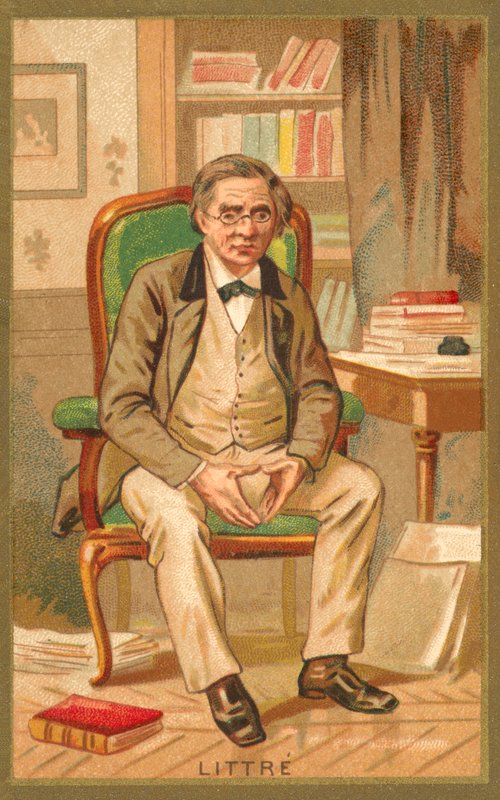 Emile Littre, fransk lexikograf och filosof (chromolitho) av French School