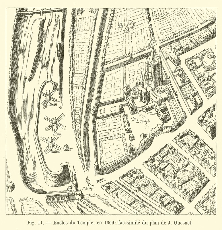 Tempelhägn, år 1609; faksimil av J Quesnels plan av French School