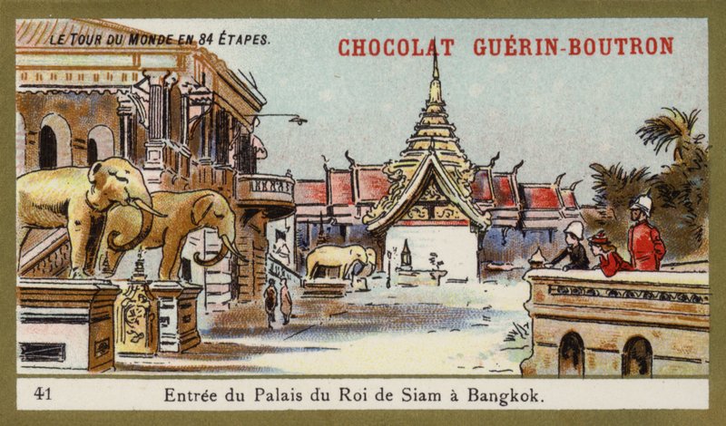 Ingången till kungen av Siams palats i Bangkok (chromolitho) av French School