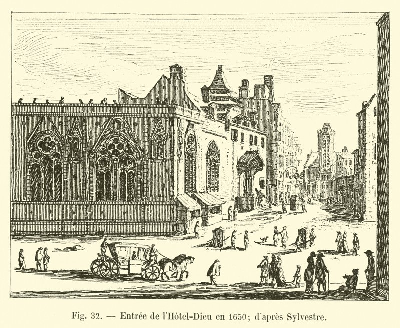 Ingången till Hotel-Dieu 1650; enligt Sylvester av French School