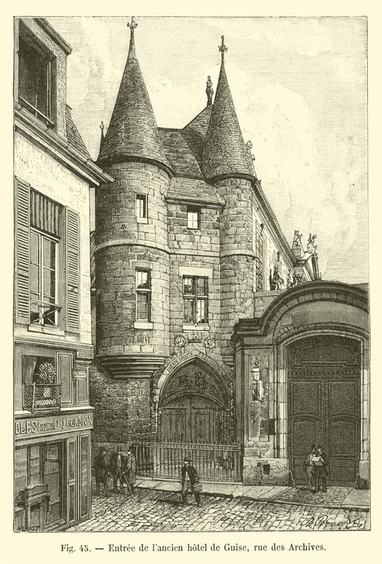 Ingång till det före detta Hôtel de Guise, rue des Archives av French School