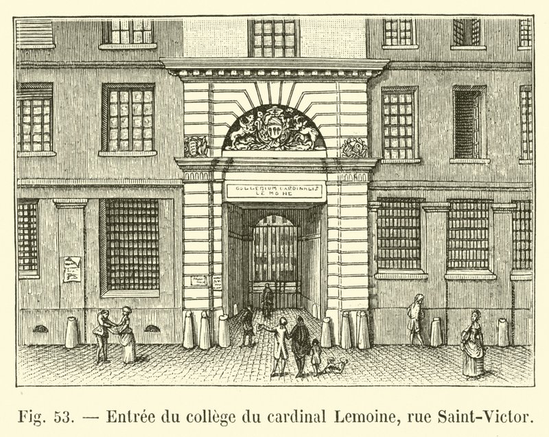 Ingång till College of Cardinal Lemoine, rue Saint-Victor av French School