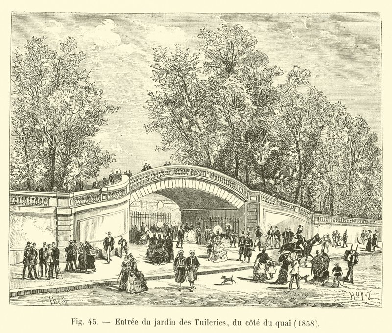 Ingång till Tuileriträdgården, från sidan av kajen, 1858 av French School