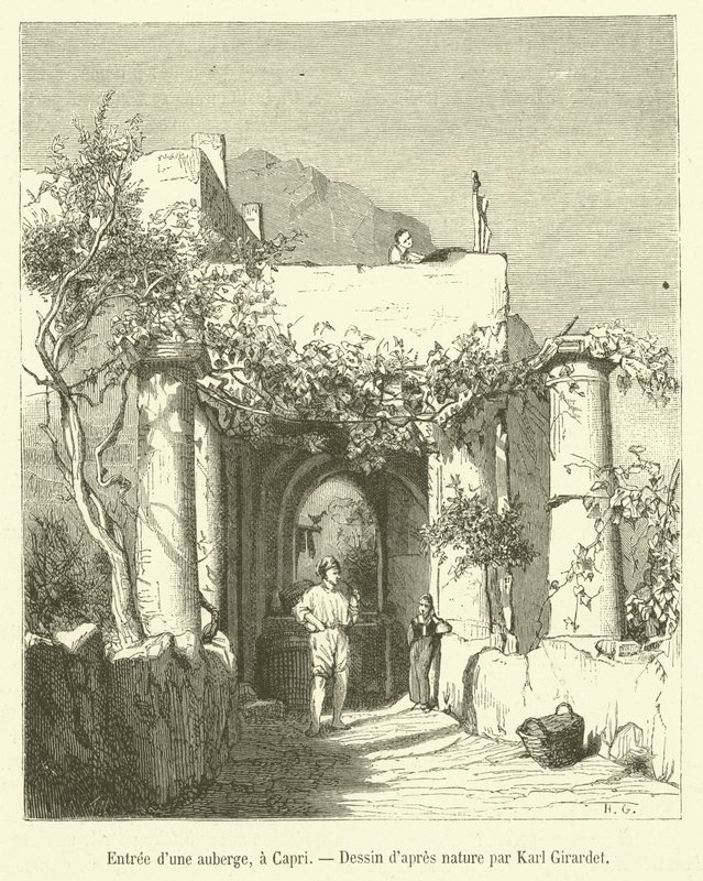 Ingång till ett värdshus, i Capri (gravyr) av French School