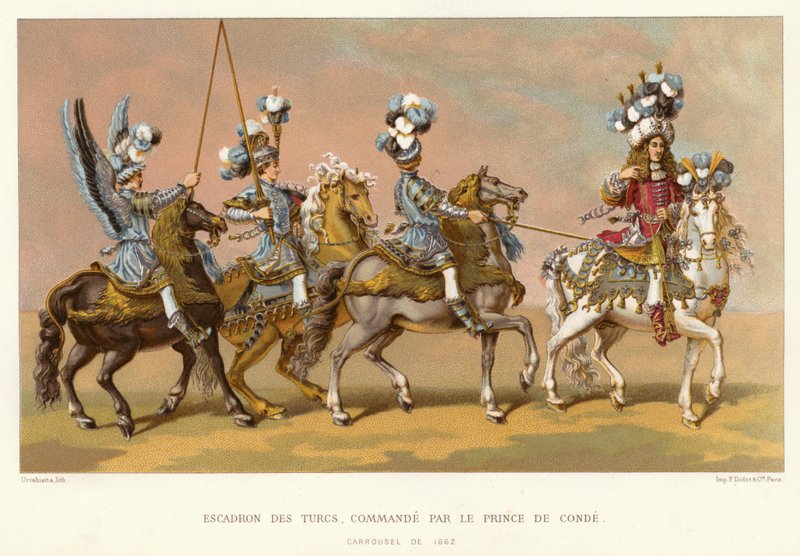 Squadron of the Turks, kommando av Prince de Conde (chromolitho) av French School