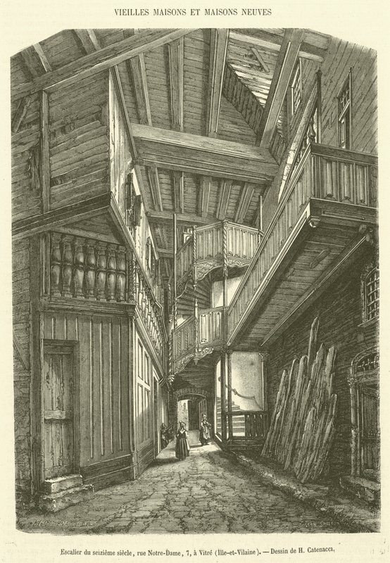 1500-talstrappa, rue Notre-Dame, 7, i Vitre, Ille-et-Vilaine (gravyr) av French School