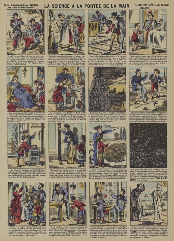 Vardagliga demonstrationer av vetenskapliga principer (färg litho) av French School