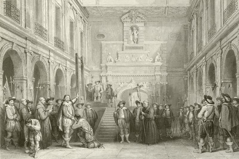 Avrättning av Montmorenci i domstolen på Hotel de Ville, Toulouse, 30 oktober 1632 av French School