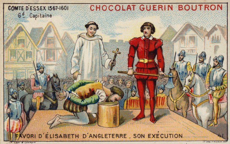 Avrättning av Earl of Essex (chromolitho) av French School