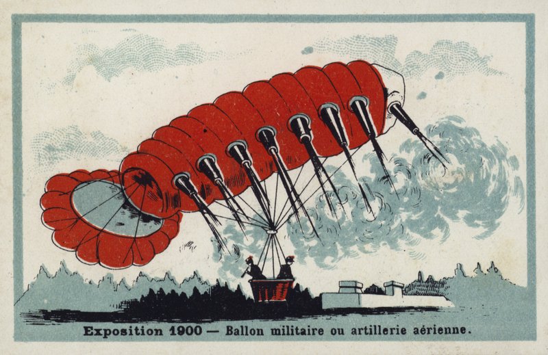 Utställning 1900 - militär ballong eller luftartilleri av French School