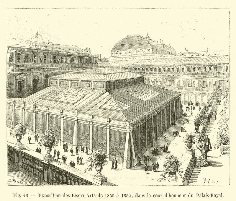 Utställning för skön konst från 1850 till 1852, på innergården till Palais-Royal av French School