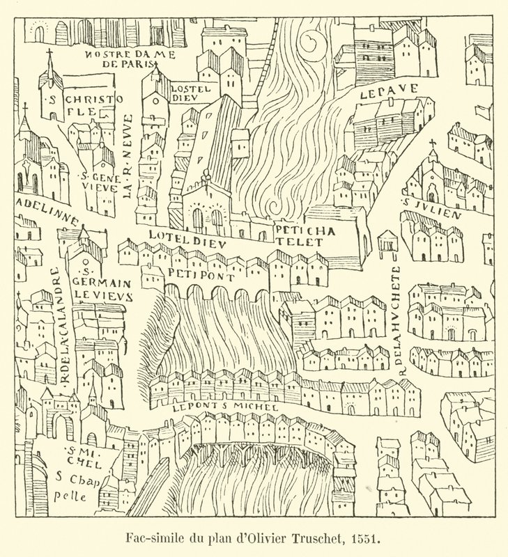 Faksimil av planen för Olivier Truschet, 1551 av French School