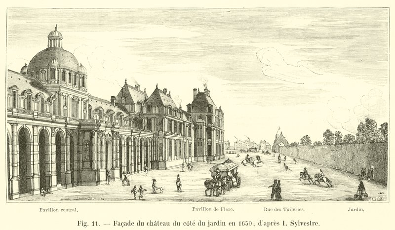 Fasad av slottet på trädgårdssidan 1650, enligt I Sylvestre av French School