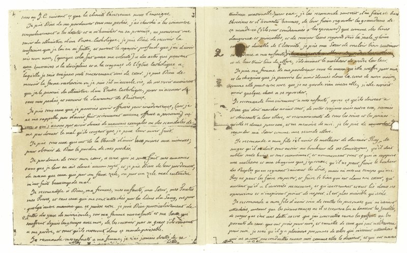 Faksimil av Louis XVI av Frankrikes testamente av French School