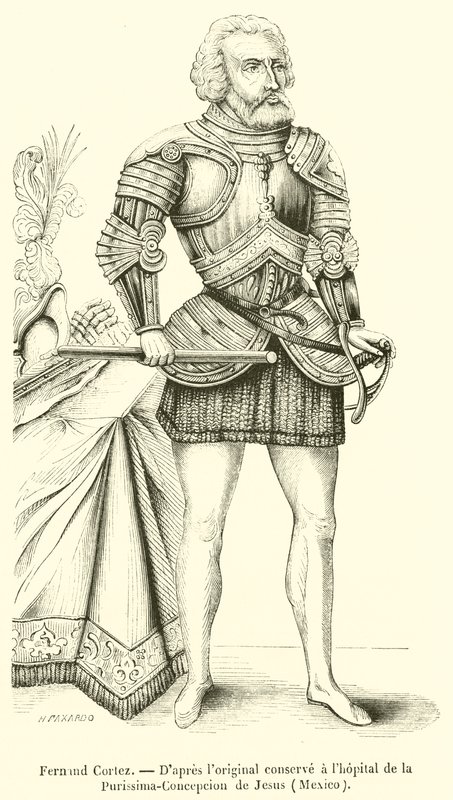 Fernand Cortez (gravyr) av French School