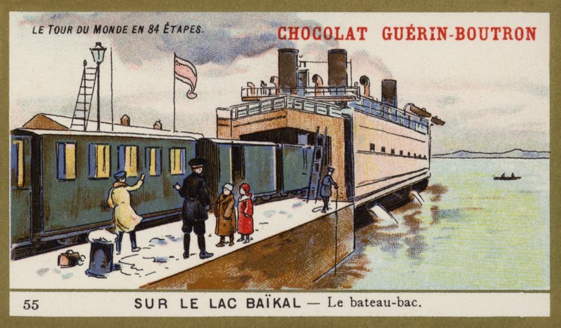 Färja på Bajkalsjön (chromolitho) av French School