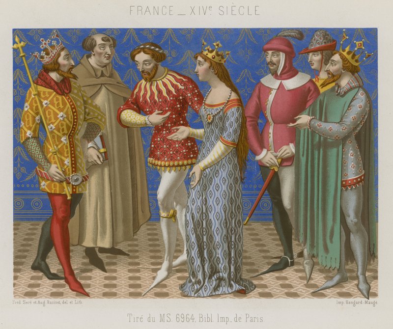 Figurer i franska 1300-talskläder av French School