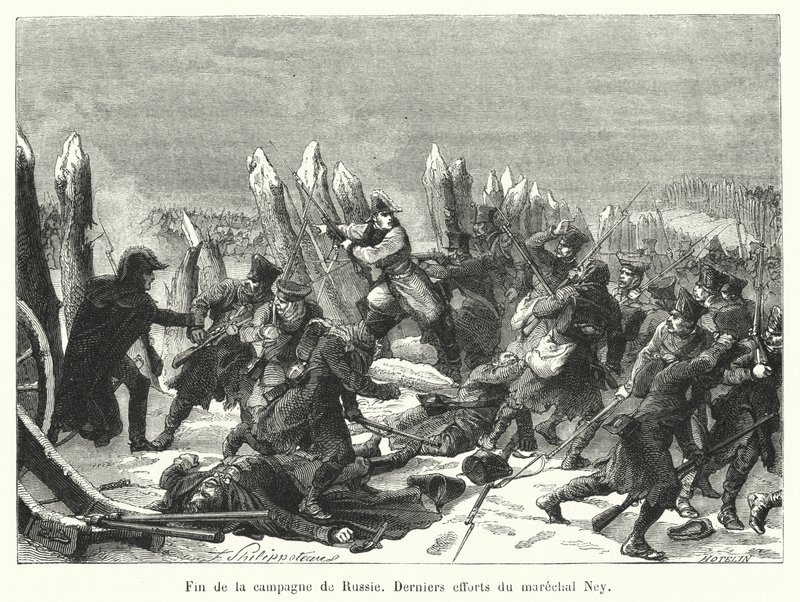 Slutet på den ryska kampanjen, Marshal Neys sista ansträngningar (gravyr) av French School