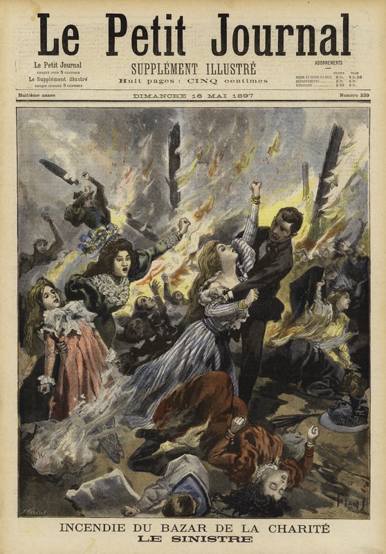 Brand vid Bazar de la Charite, Paris, 1897 av French School