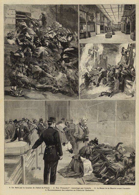 Brand vid Bazar de la Charite, Paris, 1897 av French School