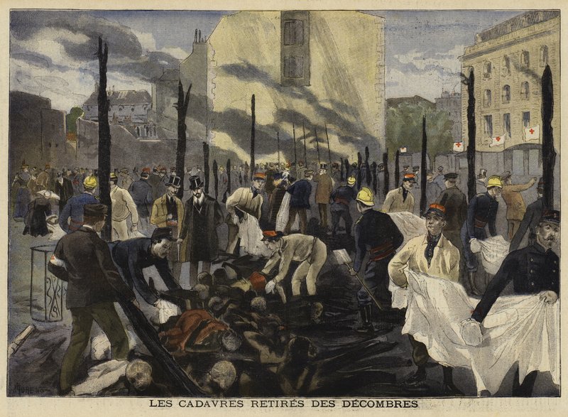 Brand vid Bazar de la Charite, Paris, 1897 av French School