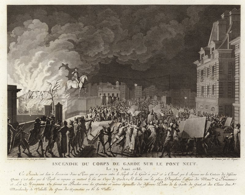Brand vid Corps du Garde på Pont Neuf i Paris av French School