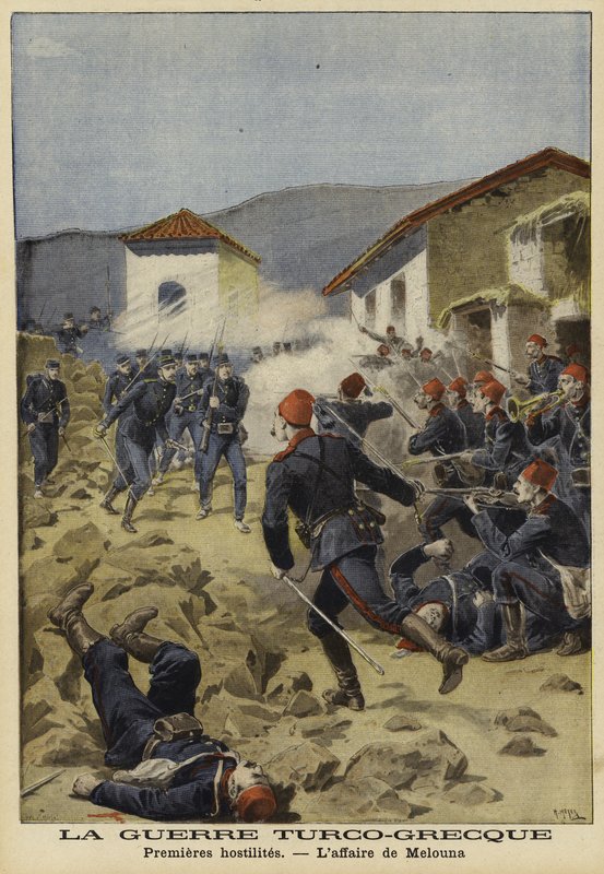 De första fientligheterna under det grekisk-turkiska kriget, 1897 av French School