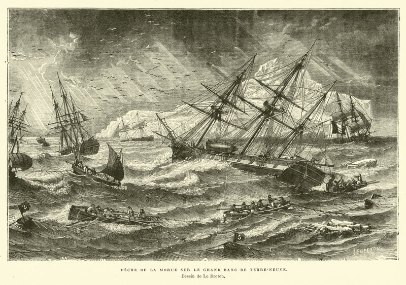 Fiske efter torsk på Grand Banks, Newfoundland av French School