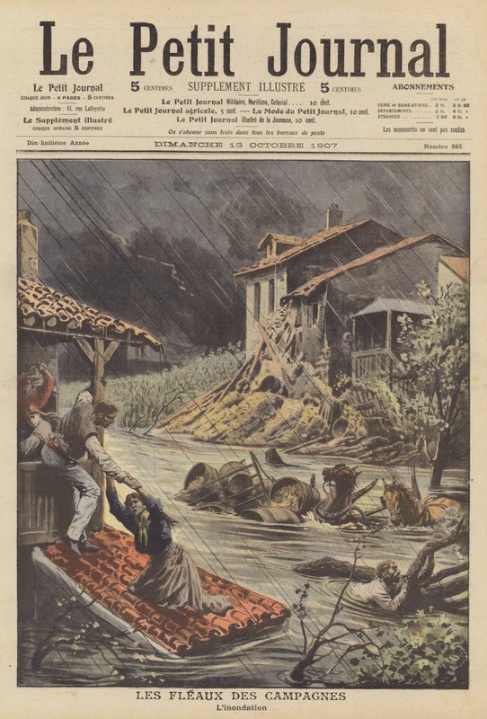 Översvämningar i södra Frankrike (färg litho) av French School