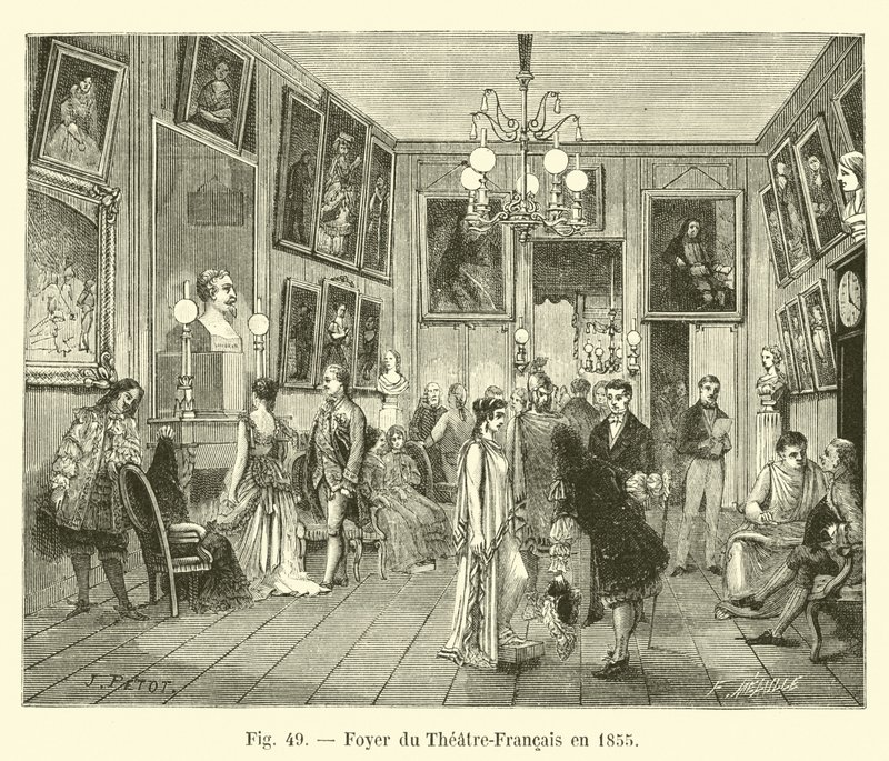 Foajén för Theatre-Francais 1855 av French School