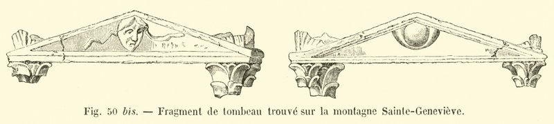 Gravfragment hittat på berget Sainte-Genevieve av French School