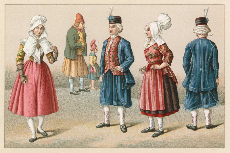 Frankrike XIXth Cent Dräkt av French School