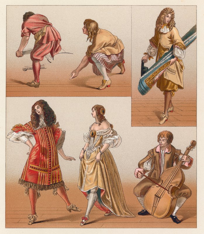 Frankrike XVIIth Cent Dräkt av French School
