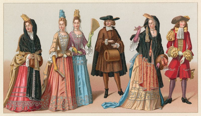 Frankrike XVIIth Cent Dräkt av French School
