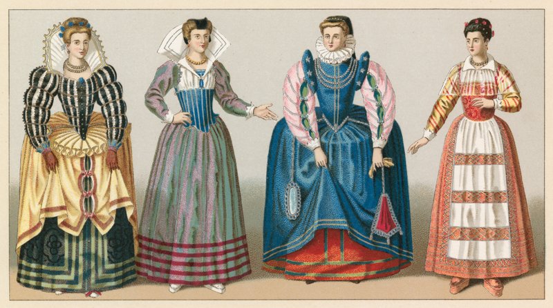 Frankrike XVIth Cent Dräkt av French School