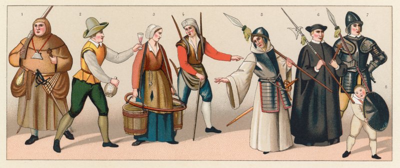 Frankrike XVIth Cent Dräkt av French School