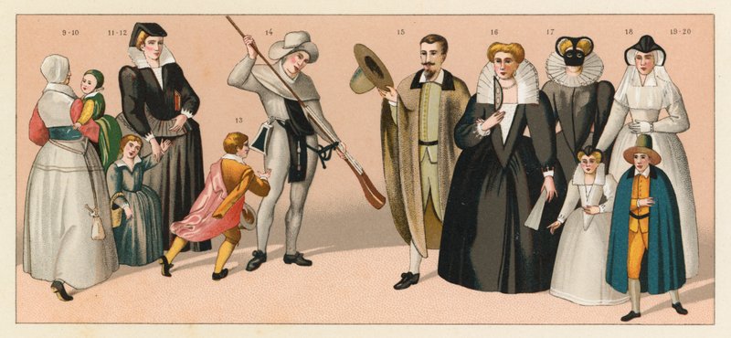Frankrike XVIth Cent Dräkt av French School