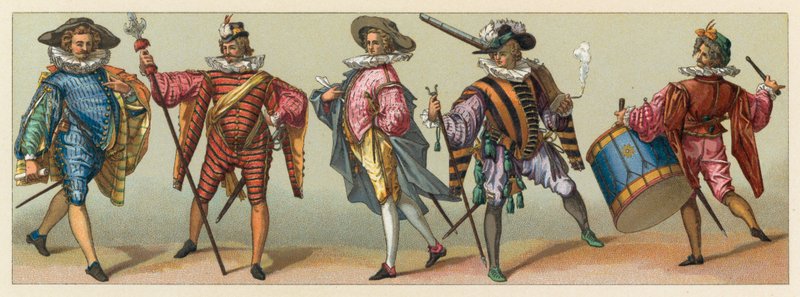 Frankrike XVIth Cent Dräkt av French School