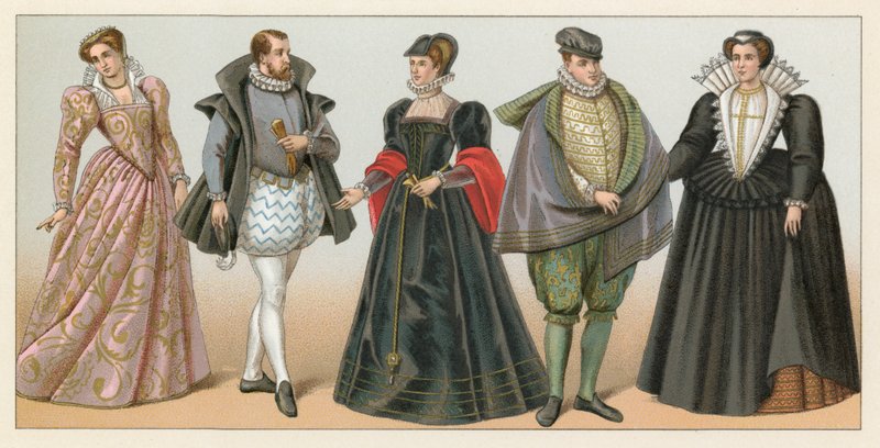 Frankrike XVIth Cent Dräkt av French School