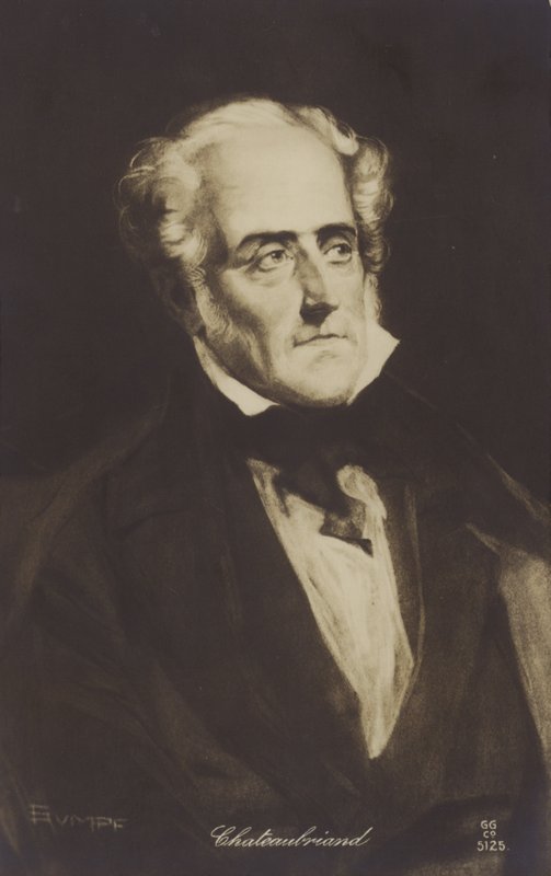 Francois-Rene de Chateaubriand (1768-1848), fransk författare, politiker och historiker av French School