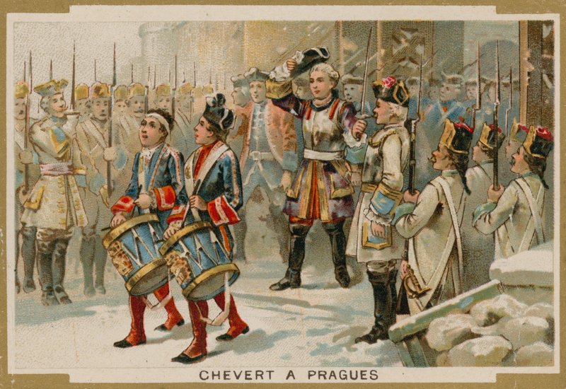 Francois de Chevert, fransk general, vid belägringen av Prag, 1741 av French School