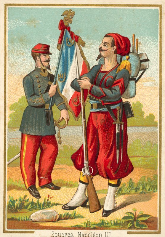 Franska zouaver från Napoleon III:s tid (chromolitho) av French School