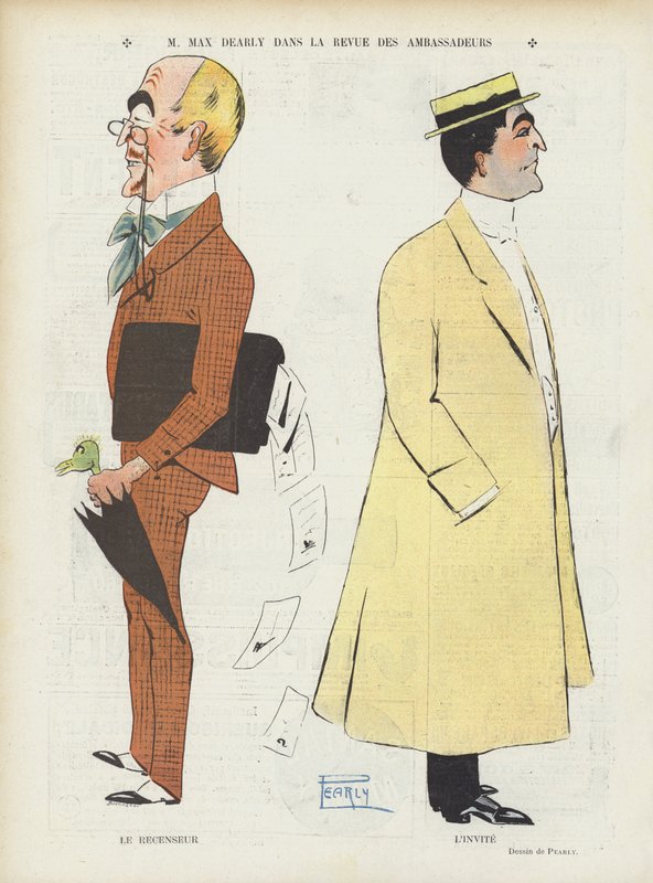 Franske skådespelaren Max Dearly. Illustration för Le Rire (färg litho) av French School
