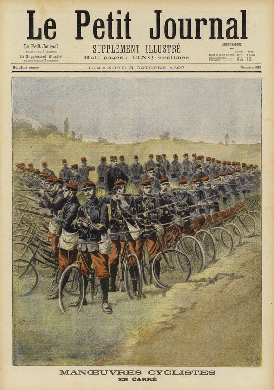 Franska cykeltrupper på manövrar av French School