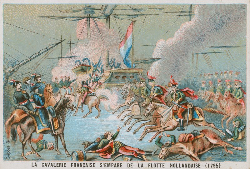 Franskt kavalleri som erövrar den holländska flottan, 1795 av French School