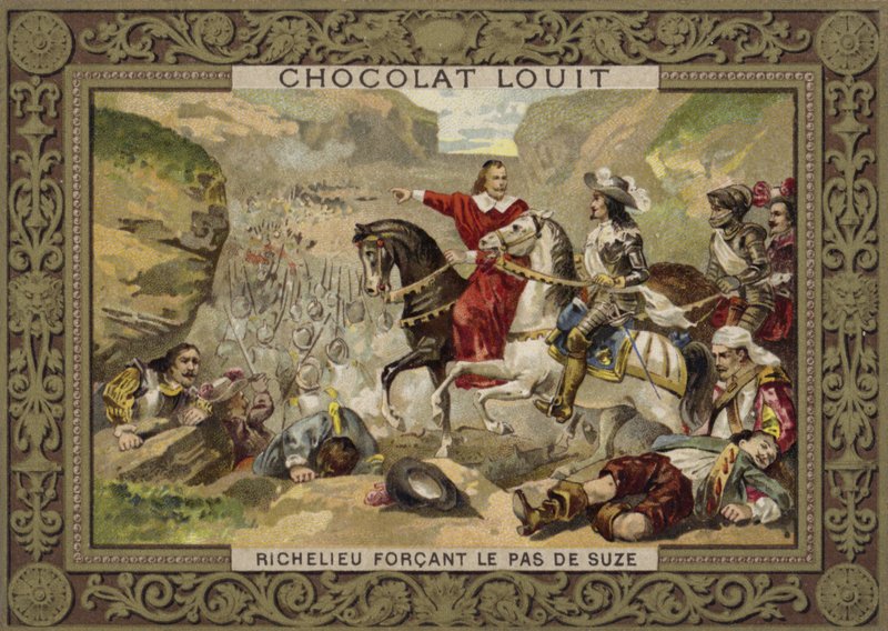 Franska trupper under befäl av kardinal Richelieu tvingar fram passet vid Suza, Savoy, 1629 av French School