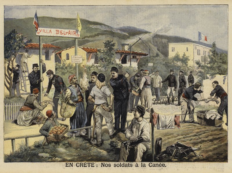 Franska trupper i Chania, Kreta, 1897 av French School