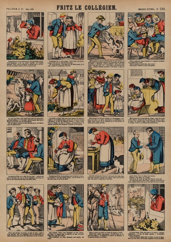 Skolpojken Fritz (färgad gravyr) av French School