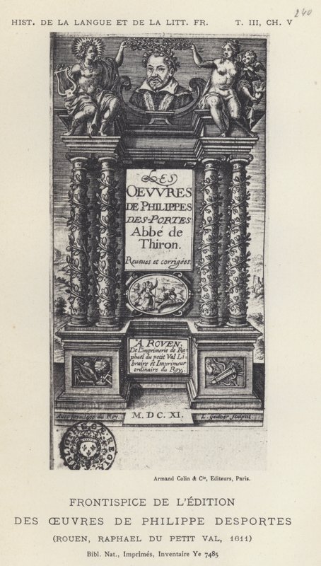 Frontispice av upplagan av verken av Philippe Desportes (litho) av French School