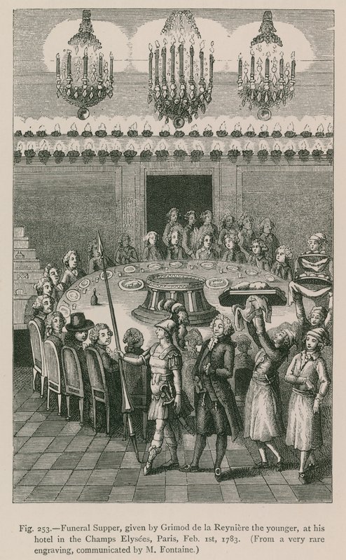 Begravningsmiddag, hållen av Grimod de la Reyniere den yngre, på hans hotell i Champs Elysees, Paris, 1 februari 1783 av French School